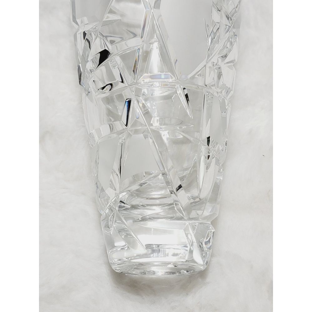 Caesar Crystal Bohemiae Hand Cut Lead Crystal Miter Vase 6.5" Karel Rosa Signed - Picture 9 of 13